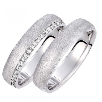 Σετ λευκόχρυσες φαρδιές βέρες Κ14