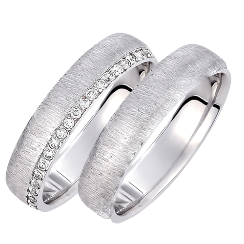 Σετ λευκόχρυσες φαρδιές βέρες Κ14