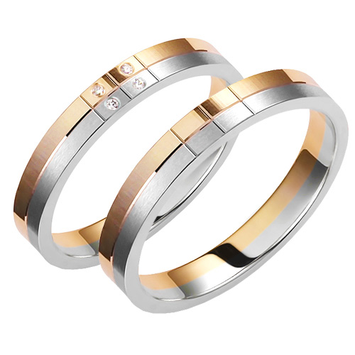 Σετ βέρες από κίτρινο και λευκό χρυσό Κ14