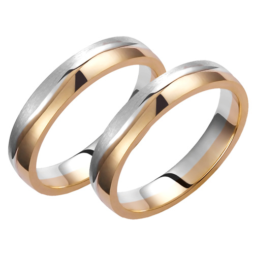 Σετ βέρες από κίτρινο και λευκό χρυσό Κ14