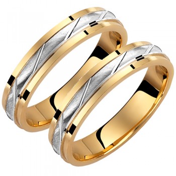 Σετ βέρες από κίτρινο και λευκό χρυσό σε Κ14