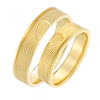 Σετ χρυσές βέρες Κ14 με καρδιά