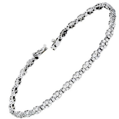 Λευκόχρυσο βραχιόλι ριβιέρα Κ14 με ζιργκόν