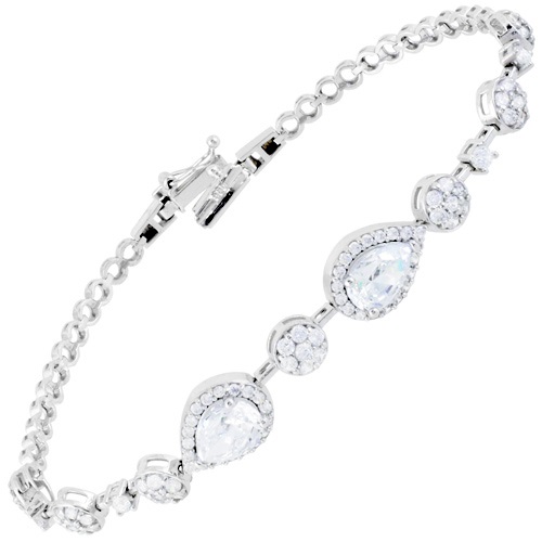 Λευκόχρυσο βραχιόλι Κ14 με ζιργκόν