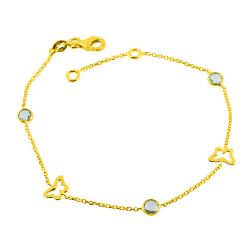 Χρυσό βραχιόλι Κ14 με ορυκτά aquamarine