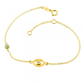 Χρυσό βραχιόλι μάτι Κ14 με τουρμαλίνη