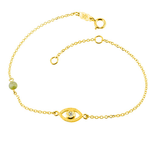 Χρυσό βραχιόλι μάτι Κ14 με τουρμαλίνη