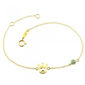 Χρυσό βραχιόλι κορώνα Κ14 με τουρμαλίνη