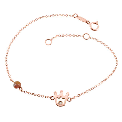 Βραχιόλι κορώνα από ροζ χρυσό Κ14 με τουρμαλίνη