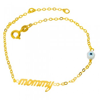 Χρυσό βραχιόλι ''mommy'' K14 με ματάκι