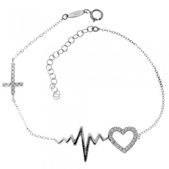 Λευκόχρυσο βραχιόλι Κ14 με ζιργκόν