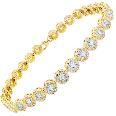 Χρυσό βραχιόλι ριβιέρα Κ14 με ζιργκόν