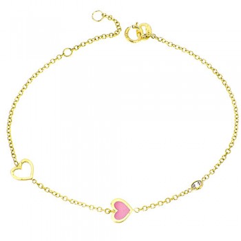 Χρυσό βραχιόλι καρδιές Κ9