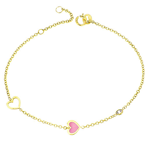 Χρυσό βραχιόλι καρδιές Κ9