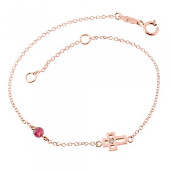 Βραχιόλι από ροζ χρυσό Κ14 με τουρμαλίνη