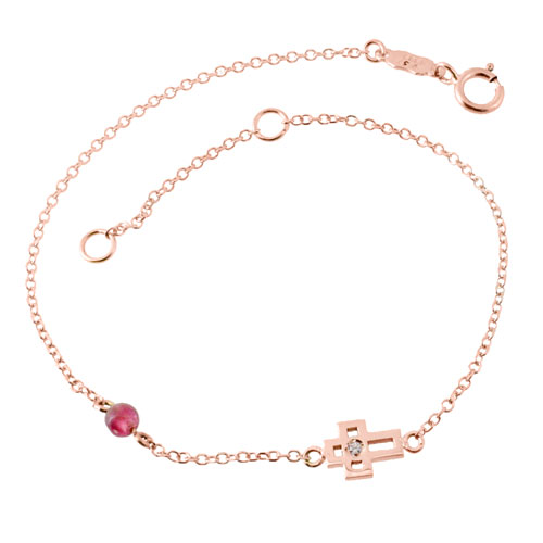Βραχιόλι από ροζ χρυσό Κ14 με τουρμαλίνη