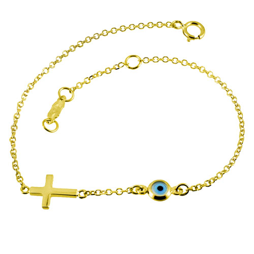 Χρυσό βραχιόλι Κ14 με σταυρό