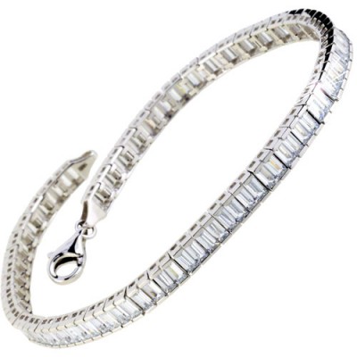 Λευκόχρυσο βραχιόλι "ριβιέρα" Κ14 με ζιργκόν