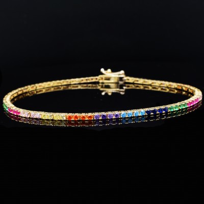 Χρυσό βραχιόλι ριβιέρα rainbow Κ14