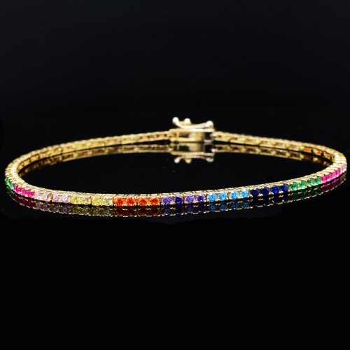 Χρυσό βραχιόλι ριβιέρα rainbow Κ14