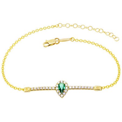 Βραχιόλι μπάρα από χρυσό Κ14 με σταγόνα