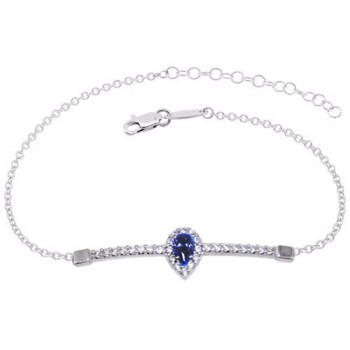 Λευκόχρυσο βραχιόλι μπάρα σταγόνα Κ14 με ζιργκόν