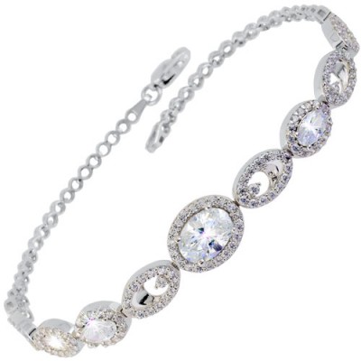 Λευκόχρυσο βραχιόλι Κ14 με ζιργκόν