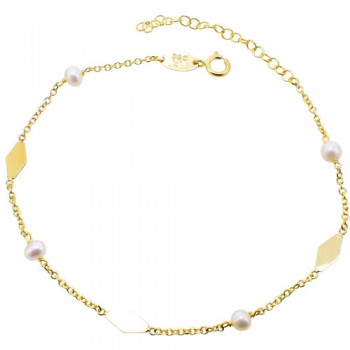 Χρυσό βραχιόλι Κ14 με μαργαριτάρια