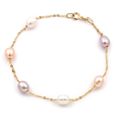 Χρυσό βραχιόλι Κ14 με μαργαριτάρια