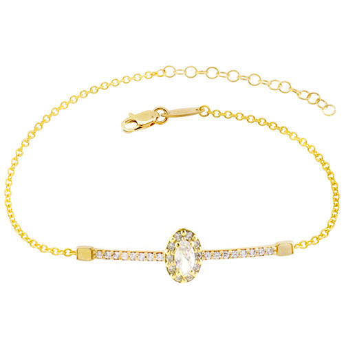 Χρυσό βραχιόλι μπάρα οβάλ Κ14