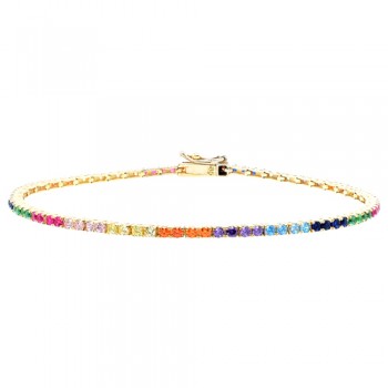Χρυσό βραχιόλι ριβιέρα rainbow Κ14