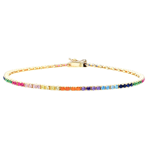 Χρυσό βραχιόλι ριβιέρα rainbow Κ14