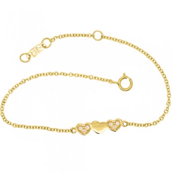 Χρυσό βραχιόλι καρδιές Κ14