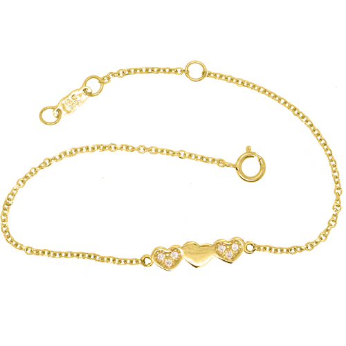 Χρυσό βραχιόλι καρδιές Κ14