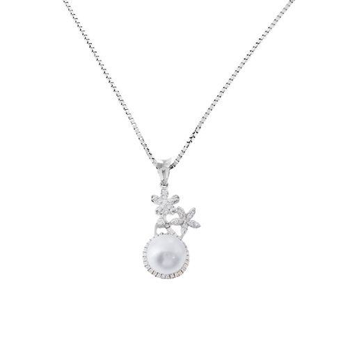 Ασημένιο κολιέ 925 με πέρλα και ζιργκόν