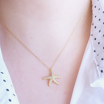 Ασημένιο επιχρυσωμένο κολιέ 925 με ζιργκόν