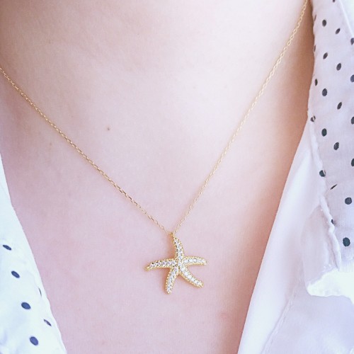 Ασημένιο επιχρυσωμένο κολιέ 925 με ζιργκόν