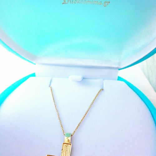 Χρυσός βαπτιστικός σταυρός Κ14 με αλυσίδα