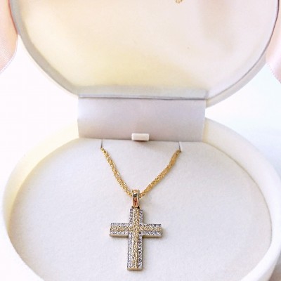 Χρυσός βαπτιστικός σταυρός Κ14 με αλυσίδα