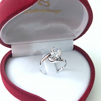 Λευκόχρυσο μονόπετρο δαχτυλίδι Κ14 με ζιργκόν