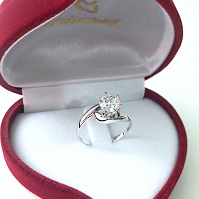 Λευκόχρυσο μονόπετρο δαχτυλίδι Κ14 με ζιργκόν