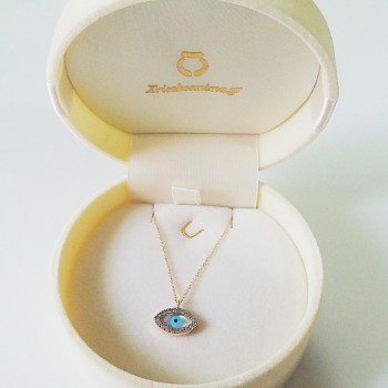 Χρυσό κολιέ μάτι Κ14 με ζιργκόν