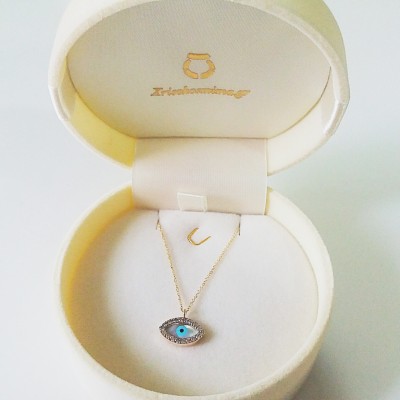 Χρυσό κολιέ μάτι Κ14 με ζιργκόν