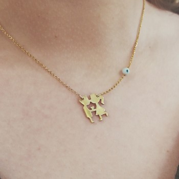 Ασημένιο επιχρυσωμένο κολιέ ζευγάρι 925