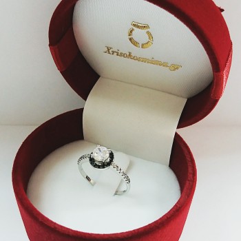 Λευκόχρυσο μονόπετρο δαχτυλίδι  Κ14