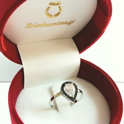 Λευκόχρυσο δαχτυλίδι Κ14 με ζιργκόν