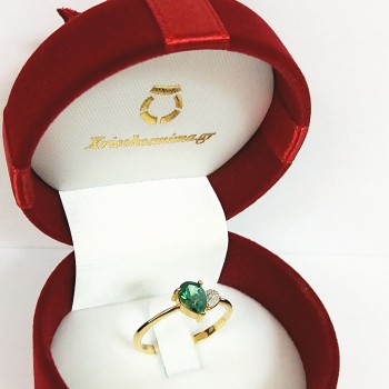 Χρυσό δαχτυλίδι σταγόνα Κ14 με ζιργκόν