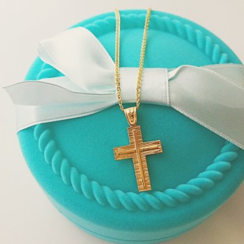 Χρυσός βαπτιστικός σταυρός Κ14 με αλυσίδα