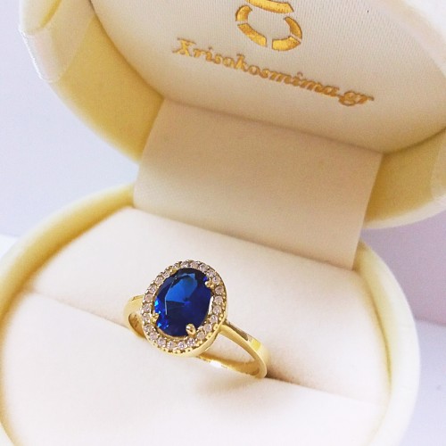 Χρυσό δαχτυλίδι fashion Κ14 με ζιργκόν