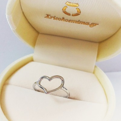 Λευκόχρυσο δαχτυλίδι καρδιά Κ14